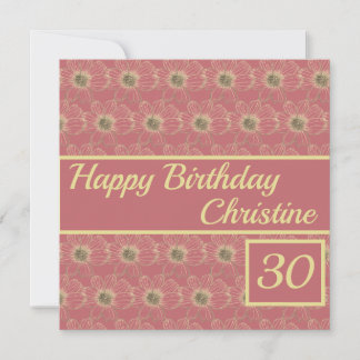 Happy Birthday Floral gold plum design Custom Card