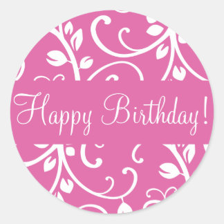 Happy Birthday Floral Vine Envelope Sticker Seal