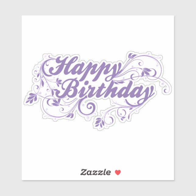 Happy Birthday Floral Violet Sticker (Sheet)