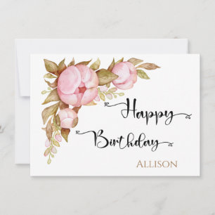 Happy Birthday Floral Watercolor  Card
