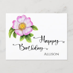 Happy Birthday Floral Watercolor Postcard