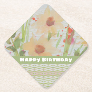Happy Birthday Flowered Coaster