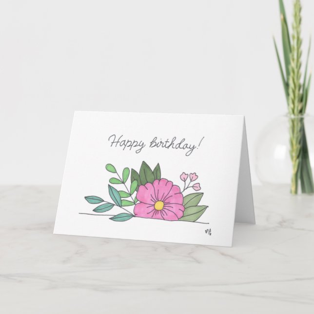 Happy Birthday Flowers 4 Card (Front)