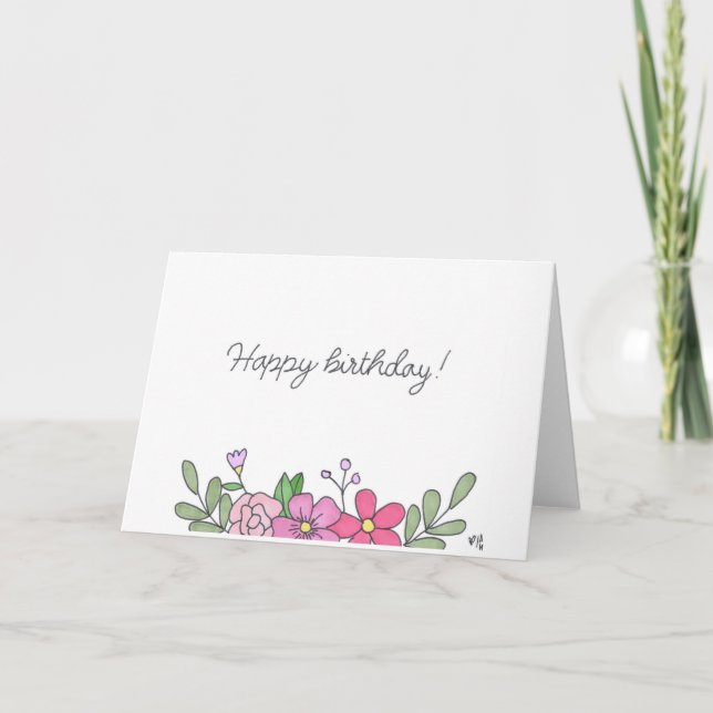 Happy Birthday Flowers 8 Card (Front)