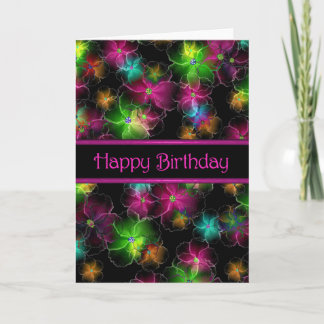 Happy Birthday Flowers Greeting Card