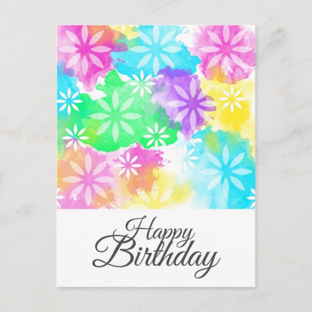 Happy Birthday flowers Postcard (Front)