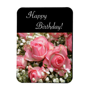 Happy Birthday Flowers Vertical Card Magnet