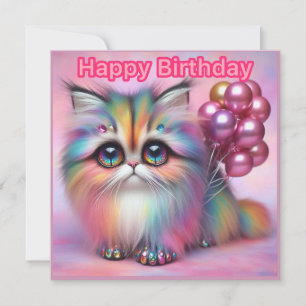  ~ HAPPY BIRTHDAY ~ Fluffy Cat ~ Metallic toenails