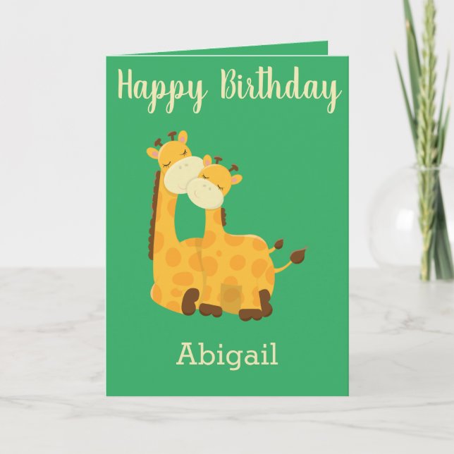 Happy birthday for a Baby with Giraffes Card (Front)