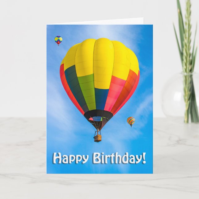 Happy Birthday For Anyone Hot Air Balloons Photo Holiday Card (Front)