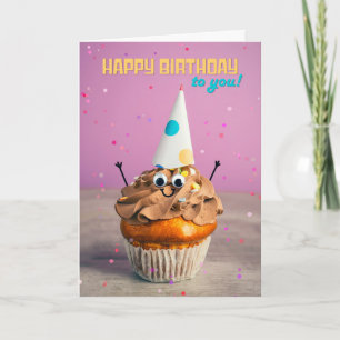 Happy Birthday For Anyone Sweet Cupcake Humour Holiday Card