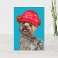 Happy Birthday For Anyone Yorkie Dog in MAGA Trump