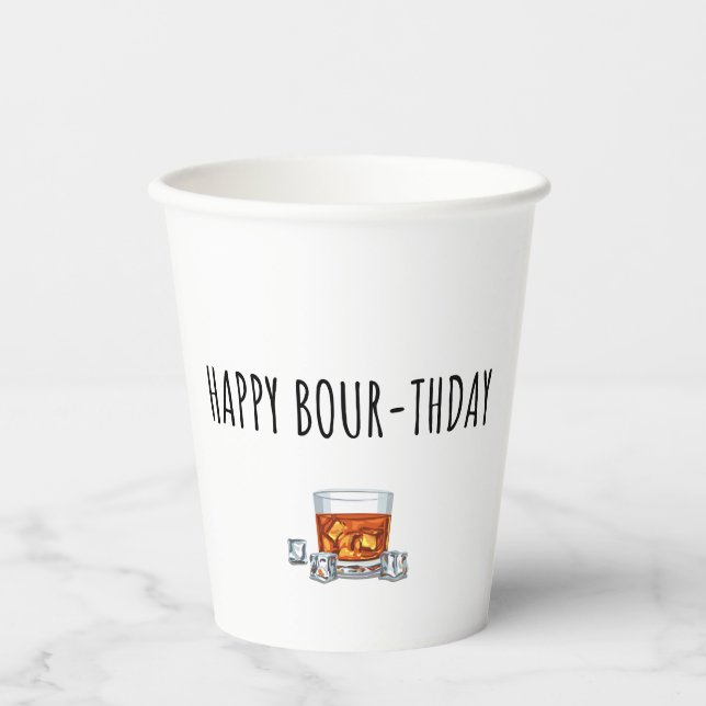 Happy Birthday for Bourbon Lover Paper Cups (Front)