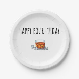 Happy Birthday for Bourbon Lover Paper Plate