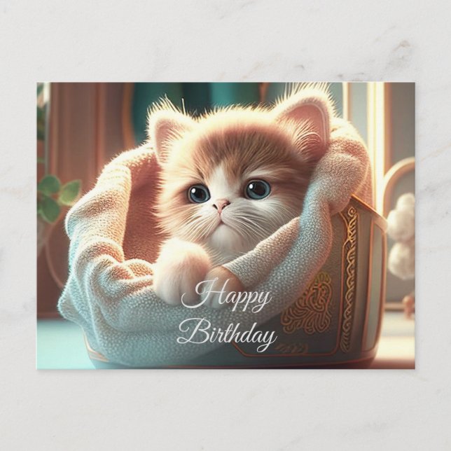 Happy Birthday for Cat Lovers -  Cute Kitten  Postcard (Front)