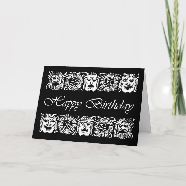 Happy Birthday for Drama Teacher, Theater Masks Card (Front)