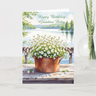 Happy Birthday for Grandma Flowers in Copper pot Card