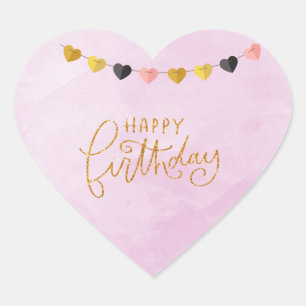 Happy Birthday for Her String of Hearts Heart Sticker