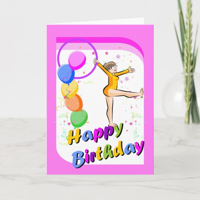 Happy birthday for the brave team gymnast card (Front)