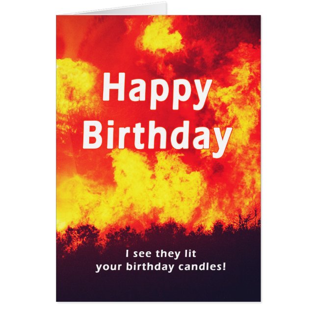 Happy Birthday Forest Fire Candle Humour  (Front)