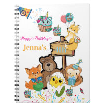 Happy Birthday Fox Teddy Bear Chick Notebook