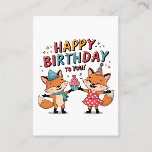 Happy Birthday Foxes Calling Card