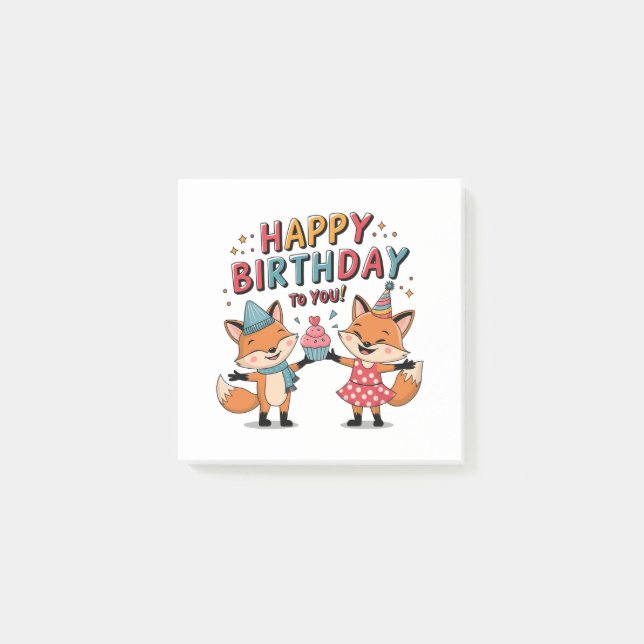 Happy Birthday Foxes Post-it Notes (Front)