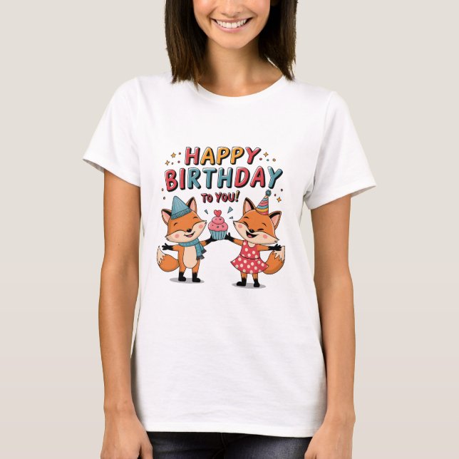Happy Birthday Foxes T-Shirt (Front)