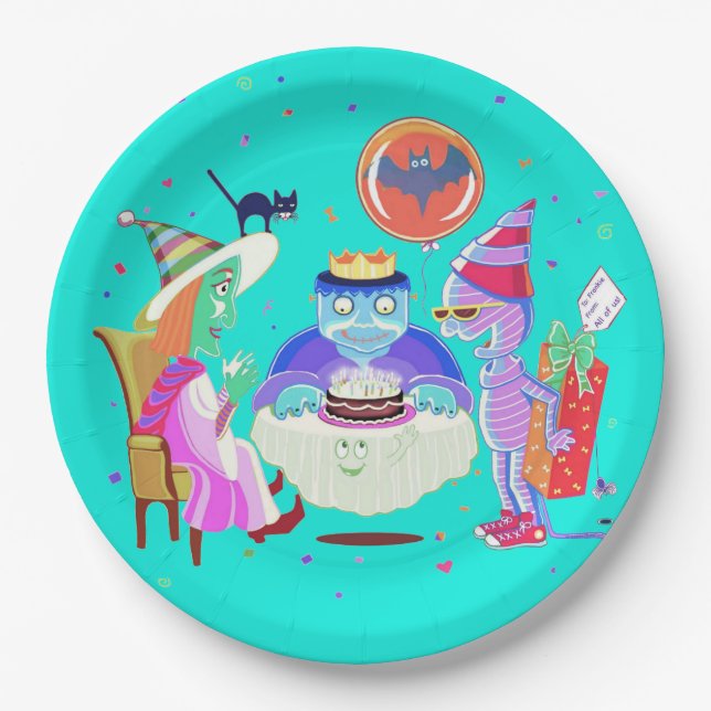 Happy Birthday Frankie (colour) paper plate (Front)