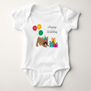 Happy Birthday French Bulldog Colourful Baby Bodysuit