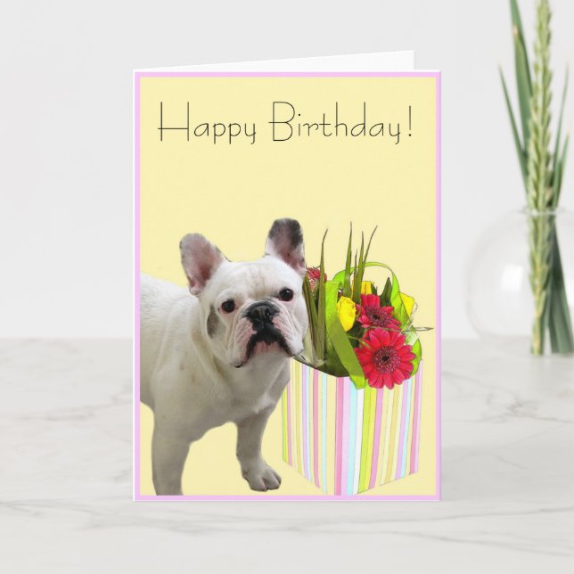 Happy Birthday french bulldog greeting card (Front)