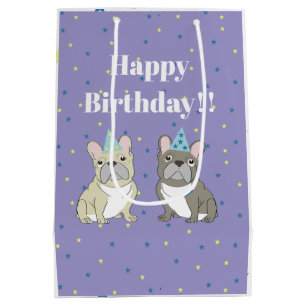 Happy birthday French, bulldog Medium Gift Bag