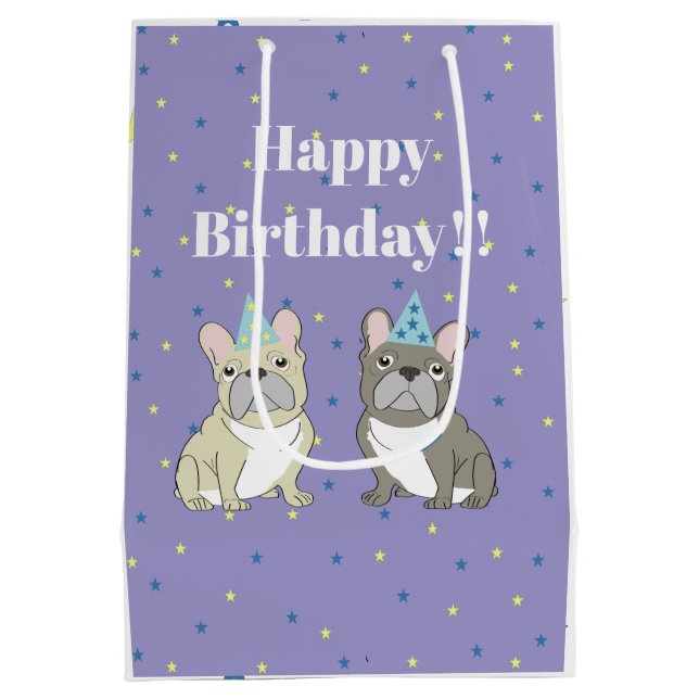 Happy birthday French, bulldog Medium Gift Bag (Back)