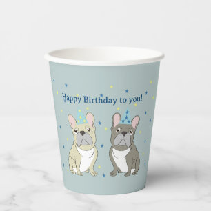 Happy birthday French, bulldog Paper Cups