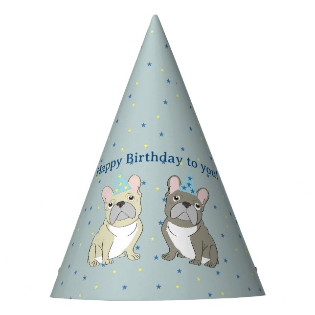 Happy birthday French, bulldog Party Hat (Front)