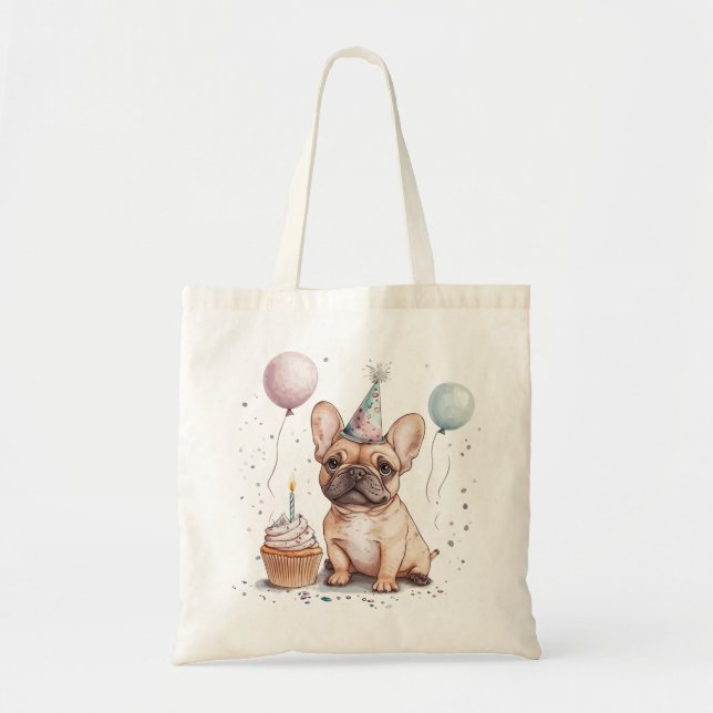 Happy Birthday French Bulldog Tote Bag (Front)