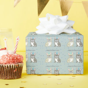 Happy birthday French, bulldog Wrapping Paper