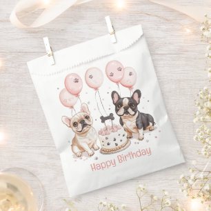 Happy Birthday French Bulldogs Birthday Cake Pink Favour Bags