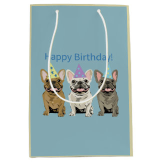 Happy Birthday! French Bulldogs Medium Gift Bag