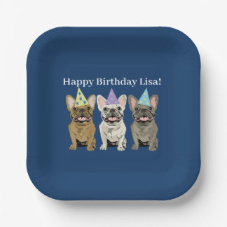 Happy Birthday! French Bulldogs Paper Plate