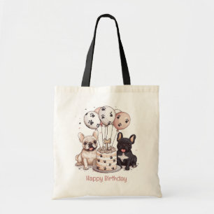 Happy Birthday French Bulldogs Party Hats Tote Bag