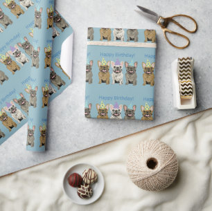 Happy Birthday! French Bulldogs Wrapping Paper