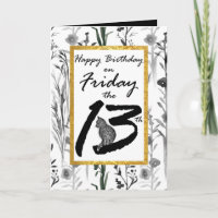 Happy Birthday Friday the 13th Black Cat Flowers