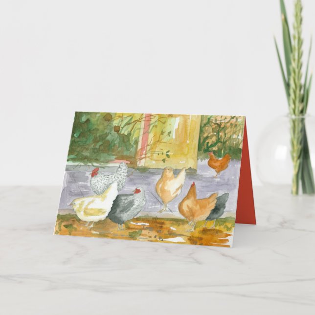 Happy Birthday Friend Chickens Birds Farm Thank You Card (Front)