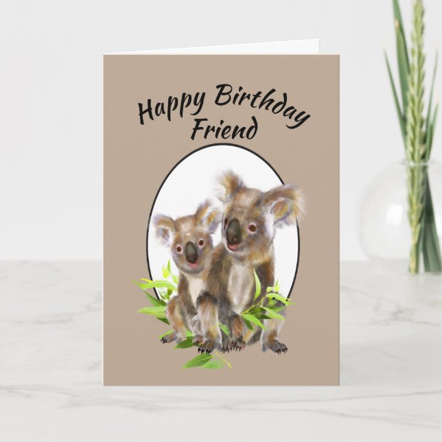 Happy Birthday Friend Cute Koala Bear Friends Card (Front)