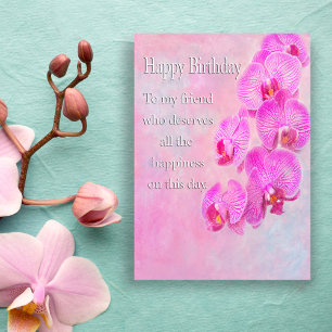 Happy Birthday Friend Purple Orchids Card