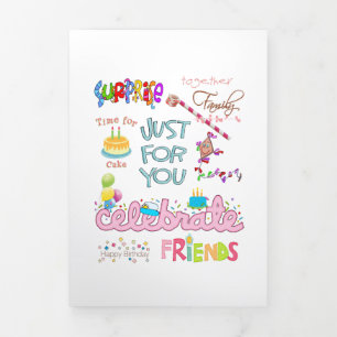 Happy Birthday Friends Family Tri-Fold Card