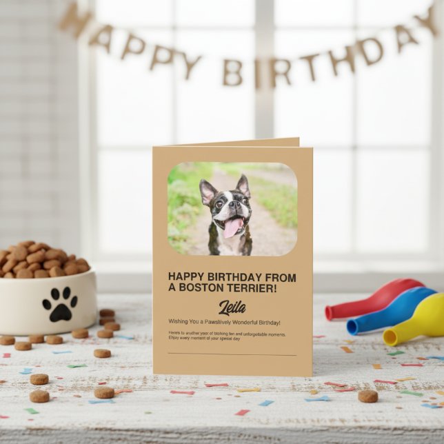 Happy Birthday From a Boston Terrier Card (Happy Birthday From a Boston Terrier Card)