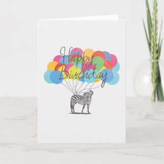 Happy Birthday From A Zebra With Balloons Card