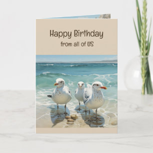 Happy Birthday From All of Us Beach Seagulls Card